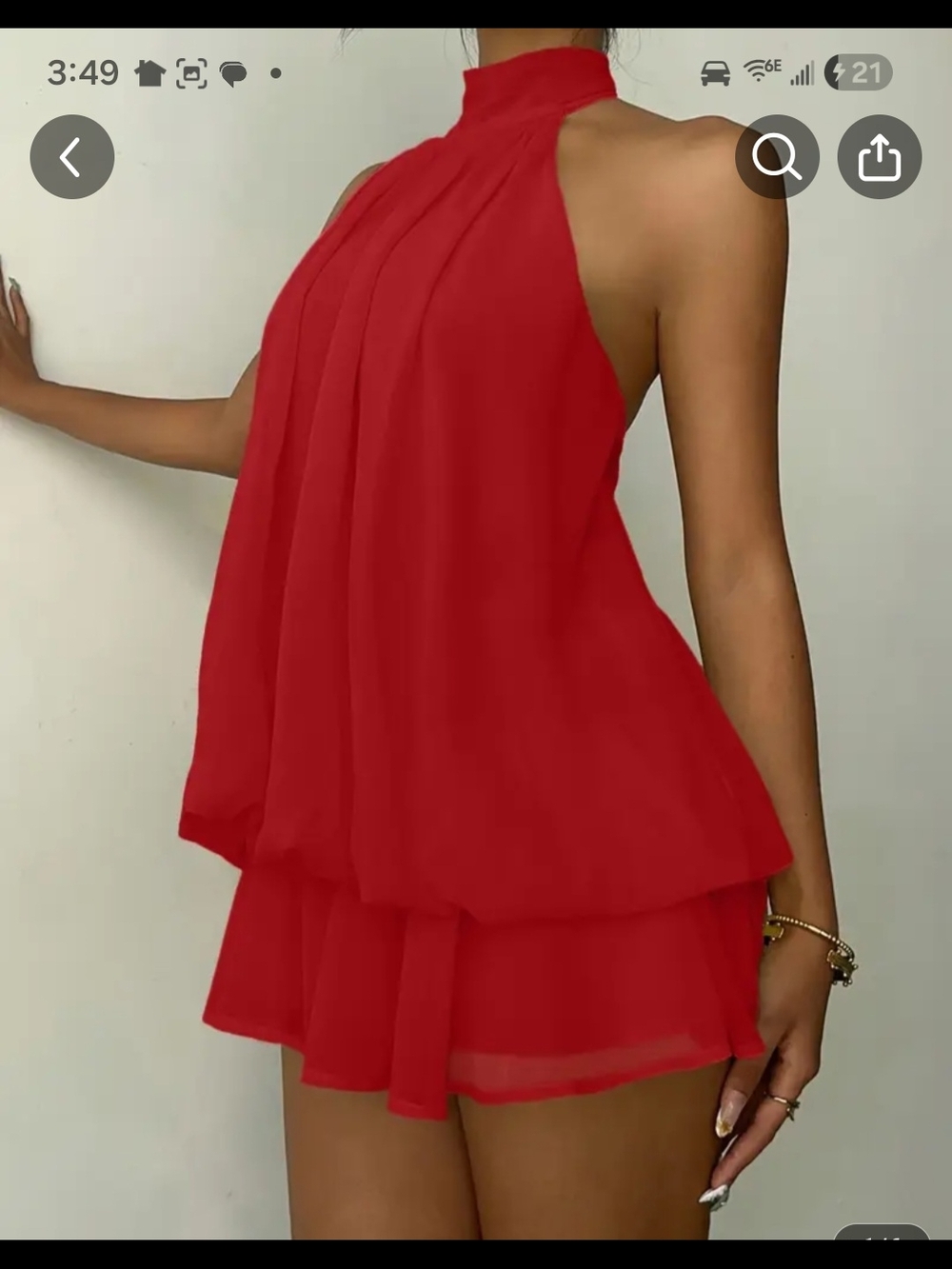 Red Halter Tiered Mini Dress - Women's Fashion